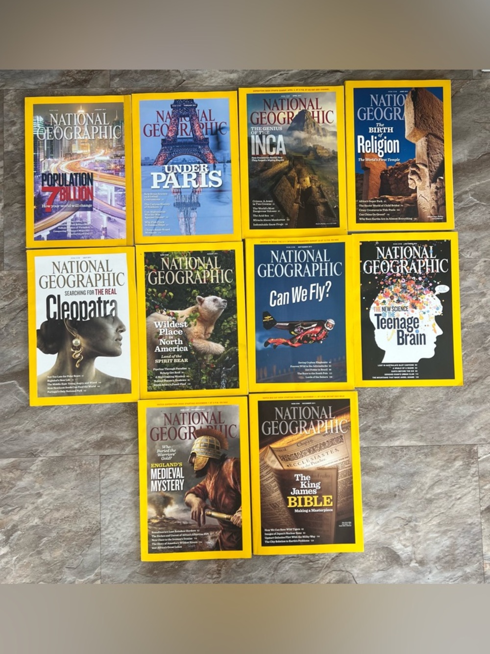 National Geographic Magazine Lot - Iconic Yellow Border Covers